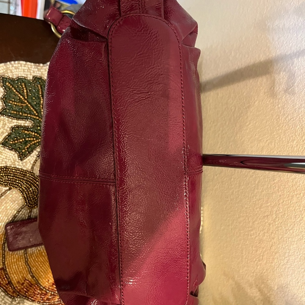 Coach purple patent leather satchel with gold toned hardware. NWOT - Picture 11 of 12